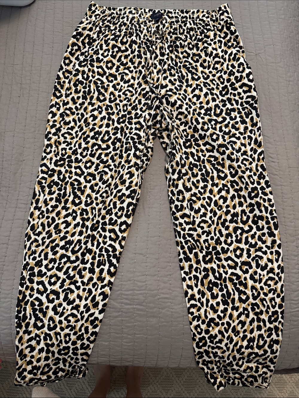 JCrew Leopard Print Elastic Waist Pants - Black, Tan, Cream